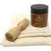 Schuhpflegeset mit Burgol - Schuhpomade Cognac Tiegelbürste zum Auftragen und Baumwolltuch – Bild 2
