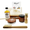 Burgol Schuhpflegeset für rahmengenähte Schuhe Mittelbraun und Cognac mit Burgol- Bürsten- Ledersohlenöl-Pomade und Schuhwachs – Bild 11