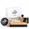 Burgol Schuhpflegeset Basic  mit Schuhpomade, Schuhwachs, Rosshaarbürsten und Poliertuch