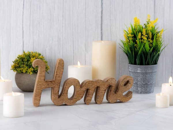 Holzfigur Schriftzug Home B28x12cm Dekoschrift Mangoholz massiv – Bild 5
