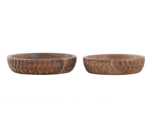 Holzschale 2er Set ø15/17cm H4cm Dekoschale Tik & Tok rund Mangoholz – Bild 4
