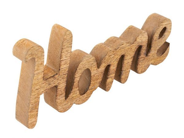 Holzfigur Schriftzug Home B28x12cm Dekoschrift Mangoholz massiv – Bild 4