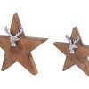 Holzfigur Stern 2er Set mit Hirschkopf Größe 25/19cm Aufsteller Mangoholz Aluminium – Bild 4