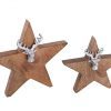 Holzfigur Stern 2er Set mit Hirschkopf Größe 25/19cm Aufsteller Mangoholz Aluminium – Bild 2