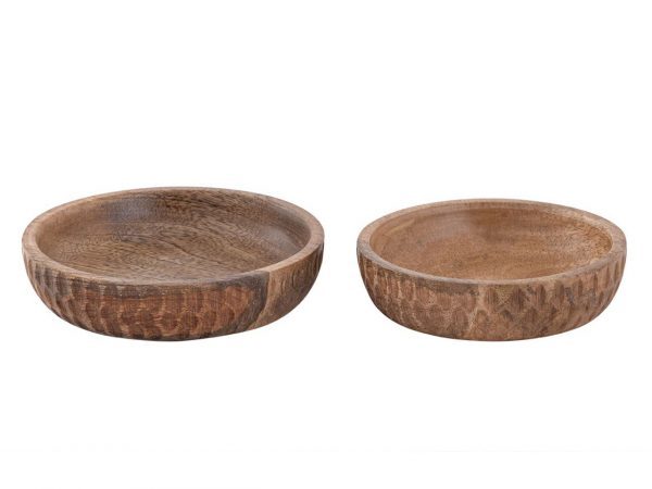 Holzschale 2er Set ø15/17cm H4cm Dekoschale Tik & Tok rund Mangoholz – Bild 2