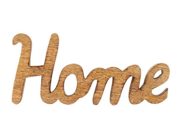 Holzfigur Schriftzug Home B28x12cm Dekoschrift Mangoholz massiv – Bild 3