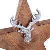 Holzfigur Stern 2er Set mit Hirschkopf Größe 25/19cm Aufsteller Mangoholz Aluminium – Bild 5