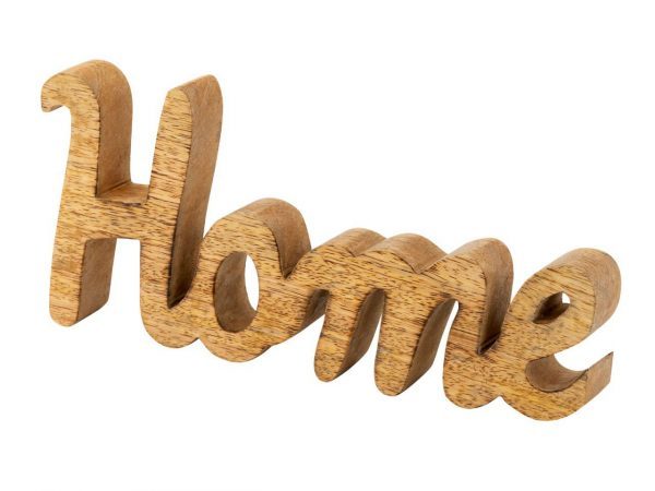 Holzfigur Schriftzug Home B28x12cm Dekoschrift Mangoholz massiv – Bild 2