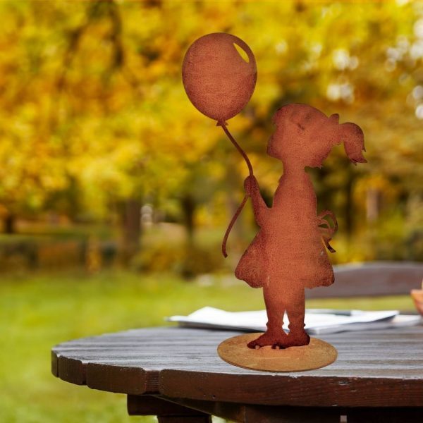 Mädchen mit Luftballon | Figur aus Metall Rost Edelrost | originelle Geschenkidee – Bild 4