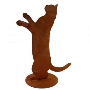 Edelrost Katze "Feline" | auf Bodenplatte | Metall Wohn- und Gartendeko Figur