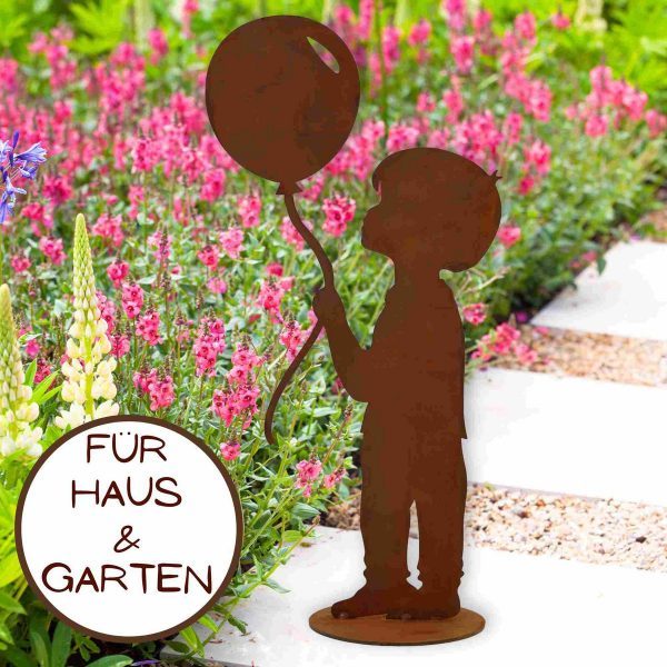 Junge mit Luftballon | Edelrost Gartendeko Figur – Bild 5
