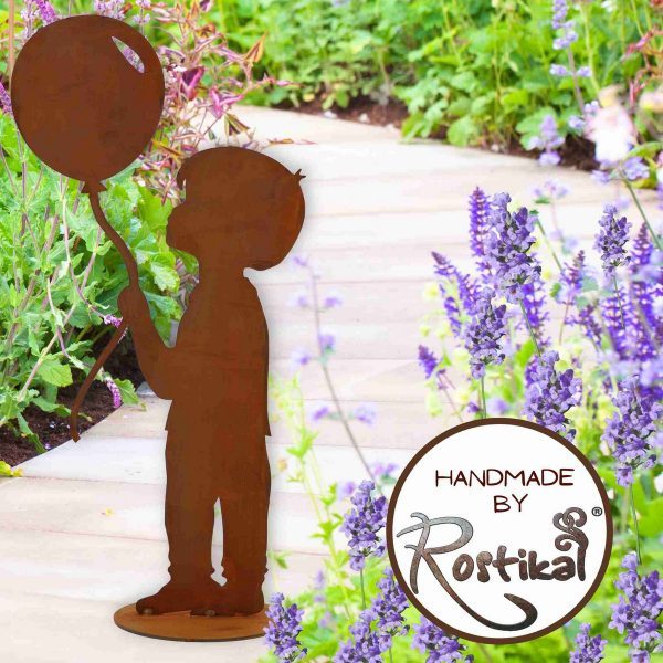 Junge mit Luftballon | Edelrost Gartendeko Figur – Bild 4