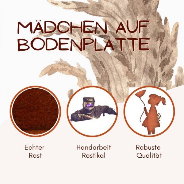 Mädchen mit Luftballon | Figur aus Metall Rost Edelrost | originelle Geschenkidee – Bild 3