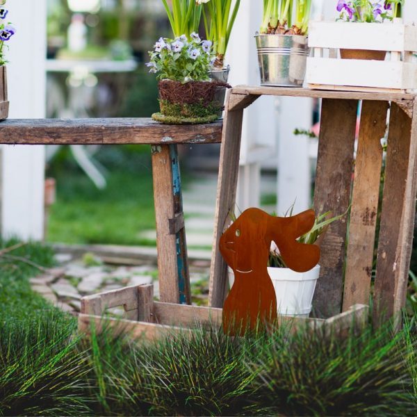 Osterhase Felix | Edelrost Gartendeko für Ostern – Bild 4