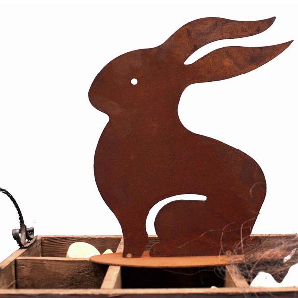 Rost Osterdeko Hase Ulla aus Metall | Osterhase in Shabby Chic Edelrost – Bild 3