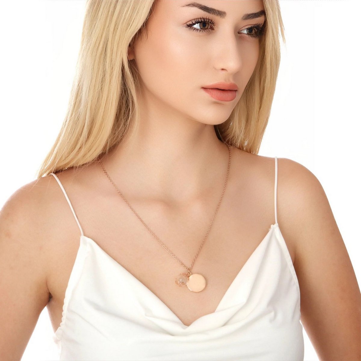 Rosegold Vergoldete Fotomedaillonkette mit Pusteblumen - Personalisierbar mit Gravur und Fotoservice - VIK-87 – Bild 4