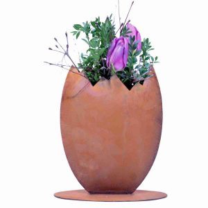 Osterei zum Bepflanzen | Metall Dekofigur für Ostern und Frühling | Edelrost Gartendeko