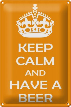 Schild Blech 20x30 cm - Made in Germany - Keep Calm and have a beer Metall Deko Schild