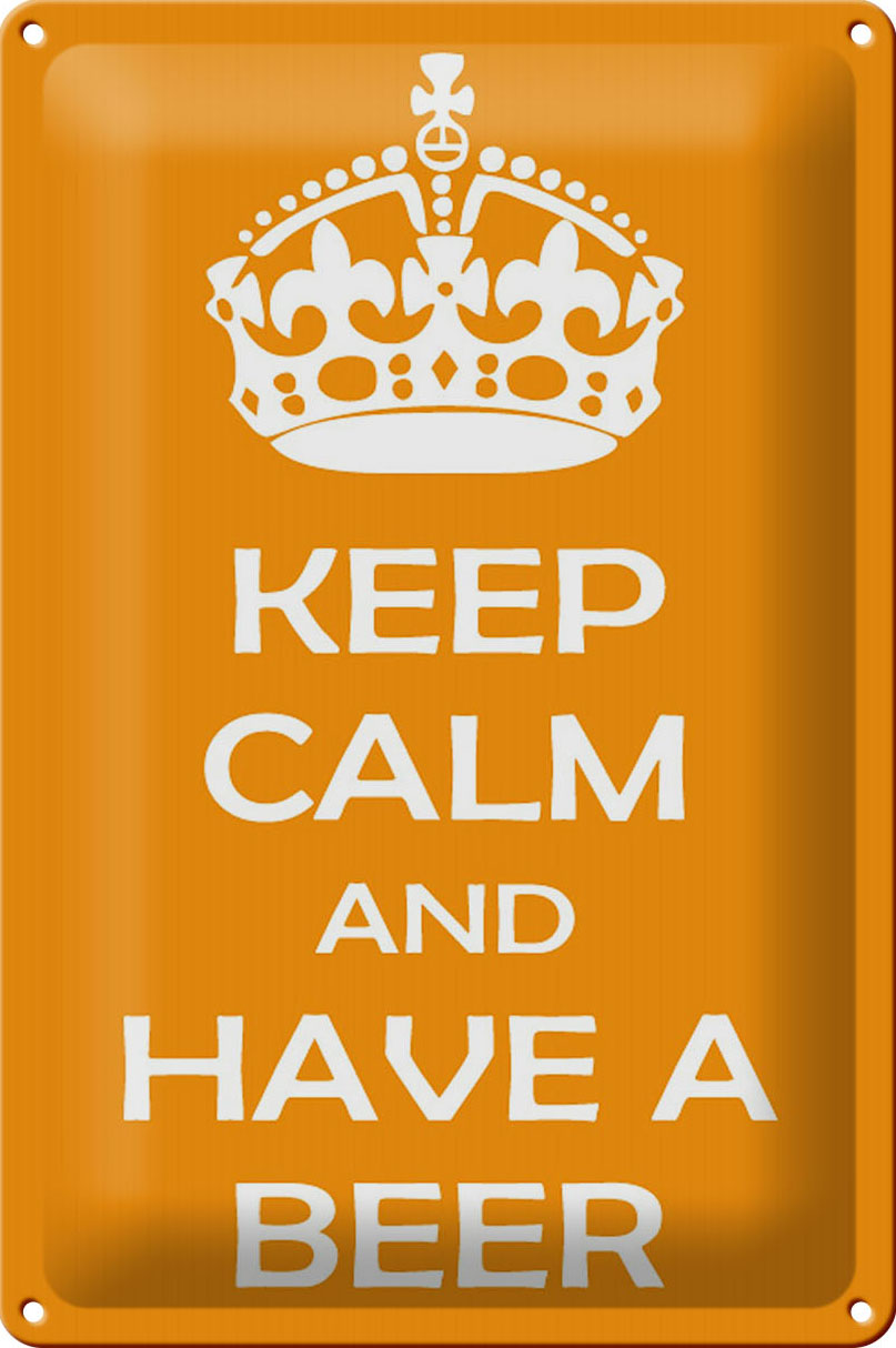 Schild Blech 20x30 cm - Made in Germany - Keep Calm and have a beer Metall Deko Schild