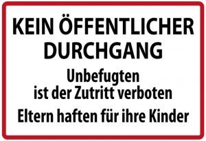Hebold Blechschild 30x20 cm - Hochwertiges Blechschild Made in Germany -"Kein öffentlicher Durchgang" Metall Hinweis Schild