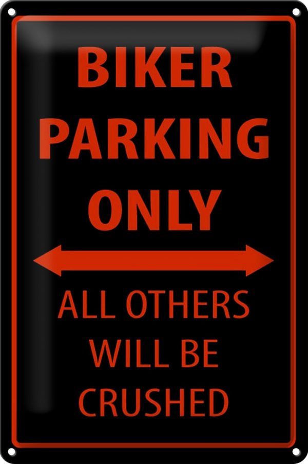 Hebold Blechschild 20x30 cm - Hochwertiges Blechschild Made in Germany -"Biker Parking Only" Metall Deko Schild