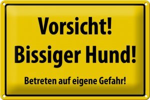 Hebold Blechschild 30x20cm Vorsicht bissiger Hund DekoMetall Deko Schild - Gewölbt, Abgerundete Ecken, Vorgebohrte Löcher, Made in Germany.