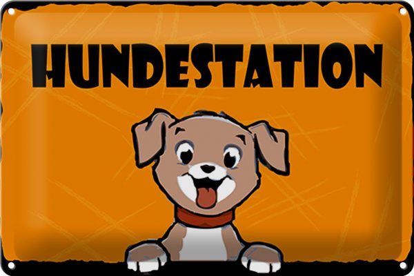 Schild Blech 30x20 cm - Made in Germany - Hundestation Metall Deko Schild