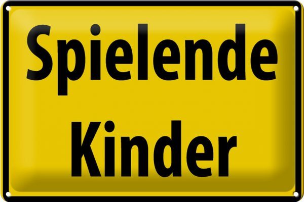 Hebold Blechschild 30x20 cm - Hochwertiges Blechschild Made in Germany -"Spielende Kinder" Metall Hinweis Schild – Bild 2