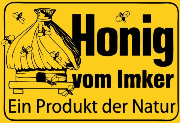 Hebold Blechschild Hinweis 30x20 cm - Hochwertiges Blechschild Made in Germany -"Honig vom Imker" Metall Deko Schild