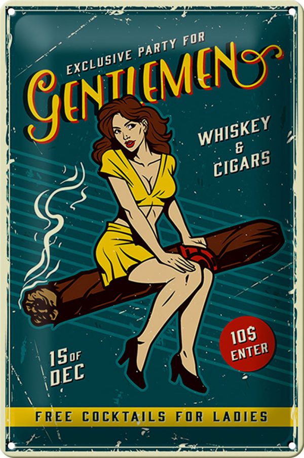 Hebold Blechschild  20x30 cm Retro Pinup exclusive Party Gentlemen Metall Deko Schild - Gewölbt, Abgerundete Ecken, Vorgebohrte Löcher, Made in Germany. – Bild 5