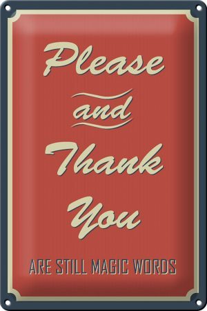 Schild Blech 20x30 cm - Made in Germany - Please and Thank you Metall Deko Schild
