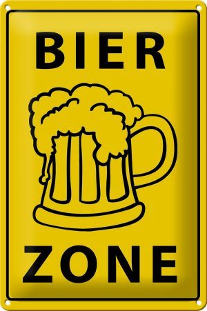 Schild Blech 20x30 cm - Made in Germany - Bier Zone witzig Metall Deko Schild
