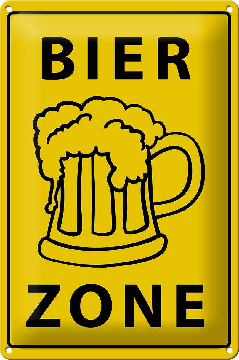 Schild Blech 20x30 cm - Made in Germany - Bier Zone witzig Metall Deko Schild