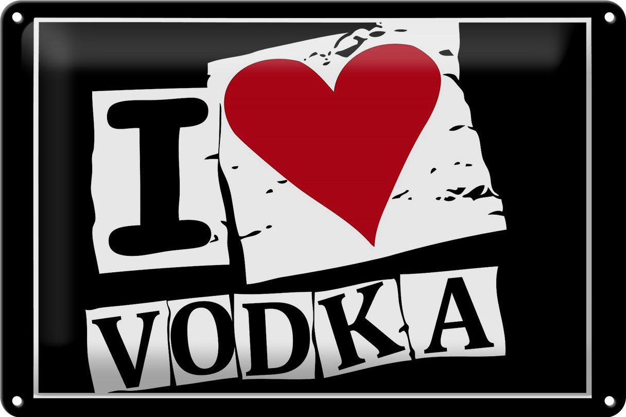 Schild-Blech 30x20cm Dekoschild I love Vodka