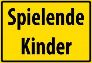 Hebold Blechschild 30x20 cm - Hochwertiges Blechschild Made in Germany -"Spielende Kinder" Metall Hinweis Schild