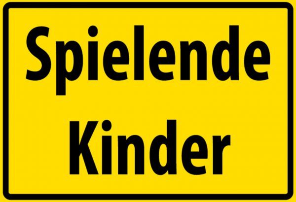 Hebold Blechschild 30x20 cm - Hochwertiges Blechschild Made in Germany -"Spielende Kinder" Metall Hinweis Schild
