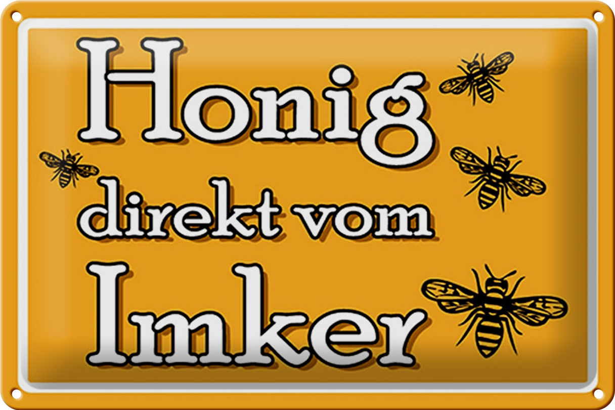 Schild Blech 30x20 cm - Made in Germany - Honig direkt vom Imker Metall Deko Schild