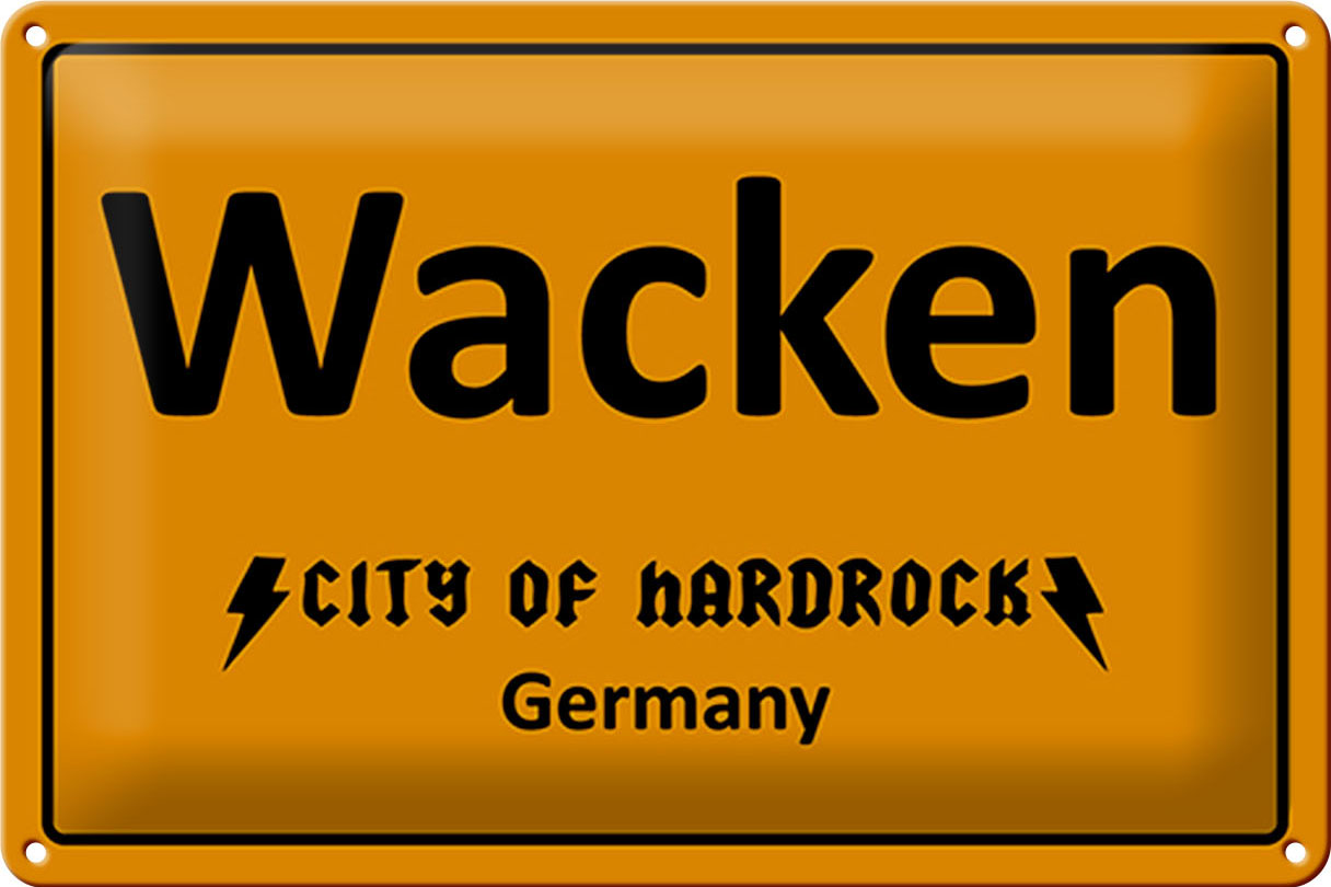 Schild Blech 30x20 cm - Made in Germany - Wacken City of Hardrock Metall Deko Schild