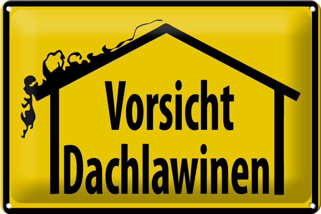 Hebold Blechschild 30x20 cm - Hochwertiges Blechschild Made in Germany -"Vorsicht Dachlawinen" Metall Hinweis Schild – Bild 2