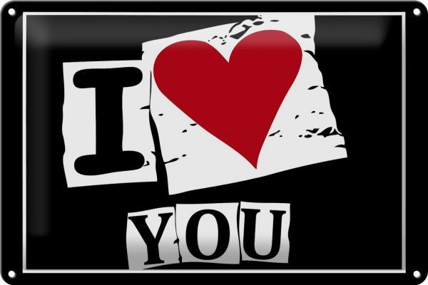 Schild Blech 30x20 cm - Made in Germany - I Love You Herz Metall Deko Schild