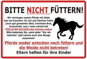 Hebold Blechschild 30x20 cm - Hochwertiges Blechschild Made in Germany -"Pferd Bitte nicht füttern" Metall Hinweis Schild