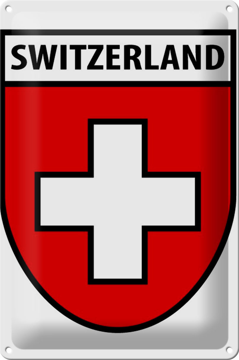 Hebold Blechschild 20x30 cm - Hochwertiges Blechschild Made in Germany - "Switzerland Schweiz Wappen" Metall Deko Schild – Bild 2