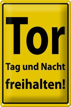 Schild Blech 20x30 cm - Made in Germany - Tor Tag und Nacht freihalten Metall Deko Schild
