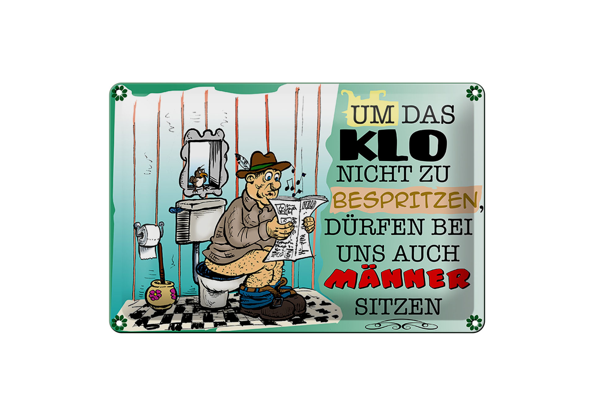 Schild Blech 30x20cm - Made in Germany - Spruch um Klo nicht bespritzen Männer