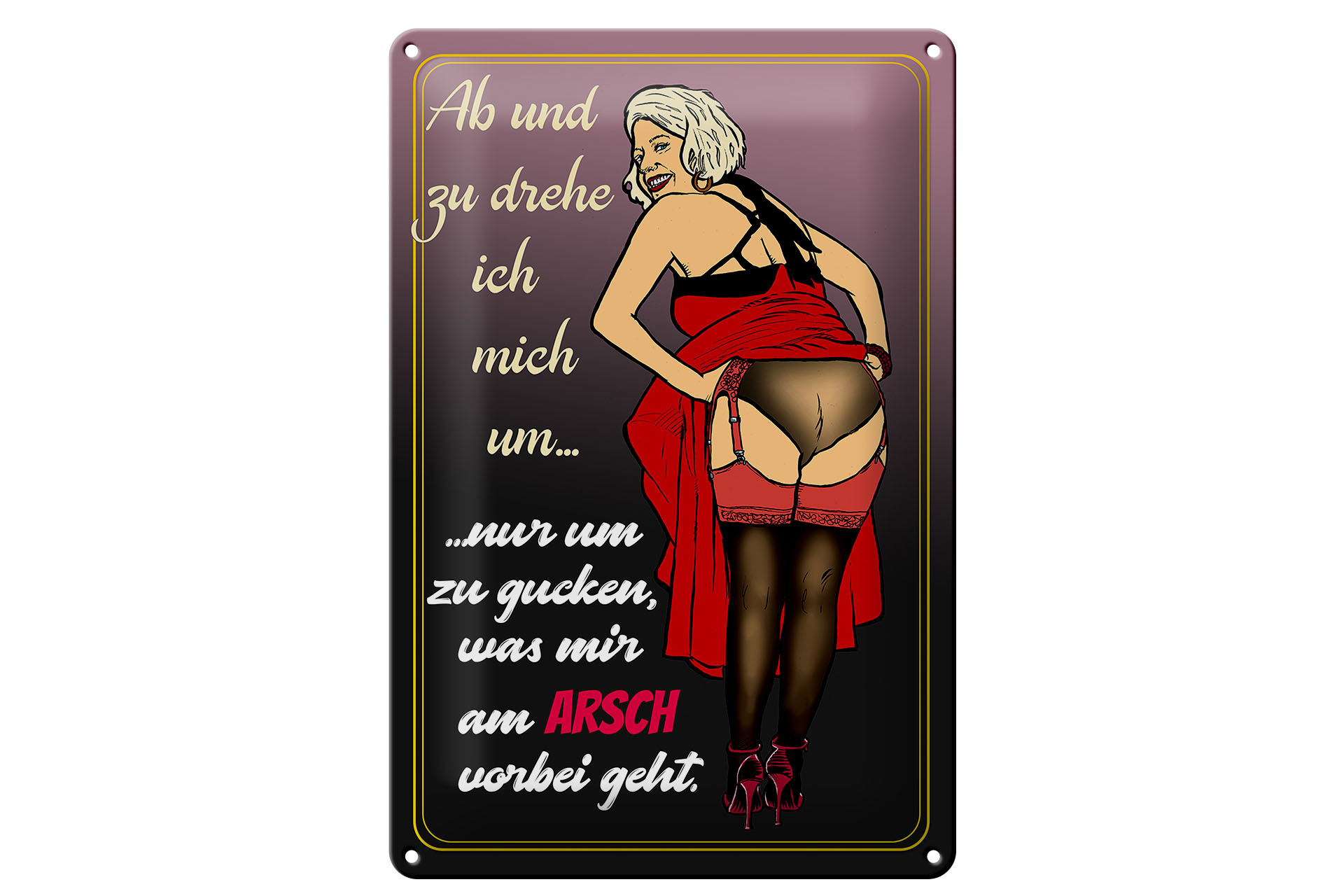 Schild Blech 20x30cm - Made in Germany - Pinup ab und zu drehe ich mich um Arsch Metall Deko Schild