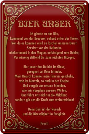 Schild Blech 20x30cm - Made in Germany - Prost Bier unser Metall Deko Blechschild