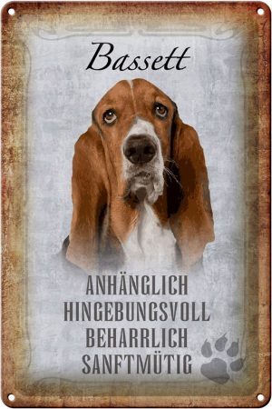 Schild Blech 20x30cm - Made in Germany - Spruch Bassett Hund Metall Deko Schild