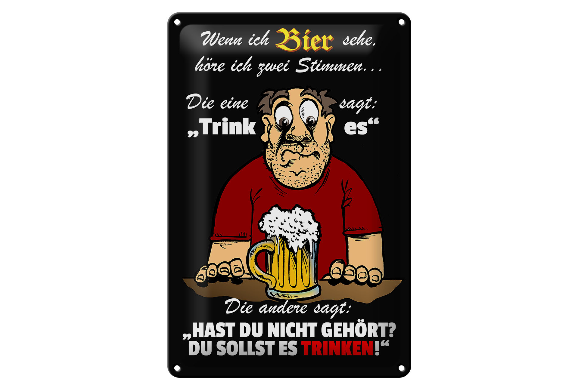 Schild Blech 20x30cm - Made in Germany - Spruch wenn ich Bier sehe höre ich 2