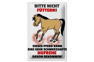 Schild Blech 20x30cm - Made in Germany - Hinweis Bitte nicht füttern Hufrehe Metall Deko Schild