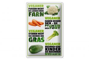 Schild Blech 20x30cm - Made in Germany - Spruch Veganer furzen nicht sterben